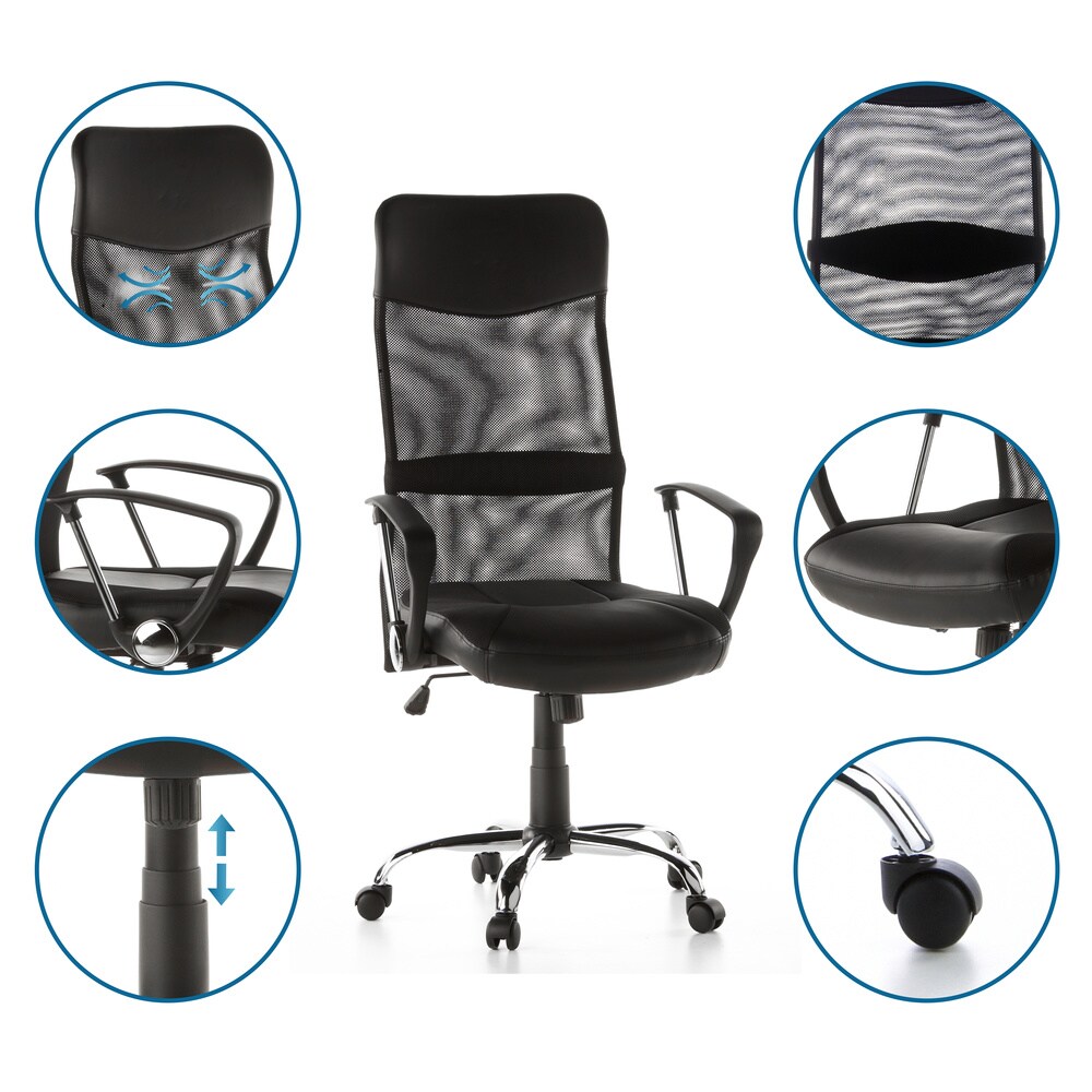 Home Office Chefsessel STRYKA Kunstleder/Netzstoff mit Armlehnen hjh OFFICE