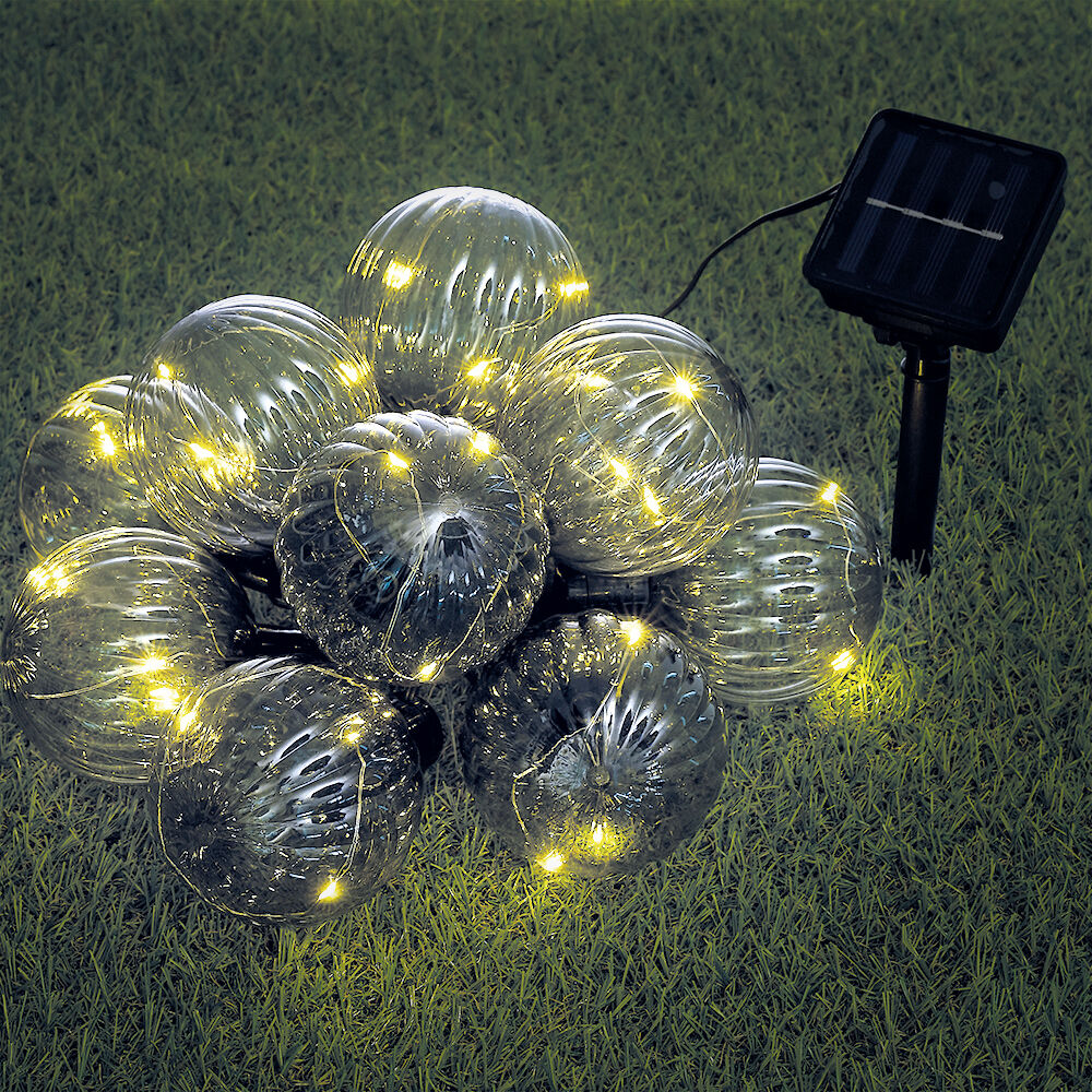 Guirlande solaire boule micro30LED blanc chaud 1,8 m