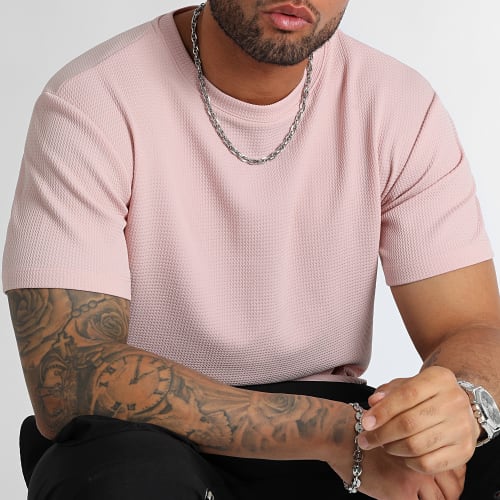 Tee Shirt Texturé Waffle 0154 Rose