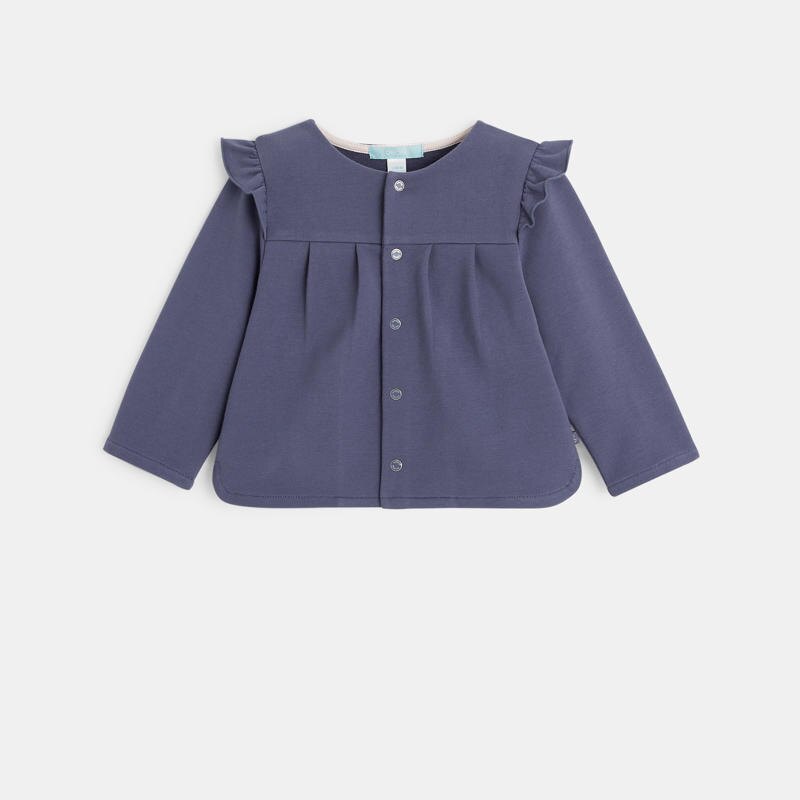 Sweat pressionné à volants bleu bébé fille Bleu