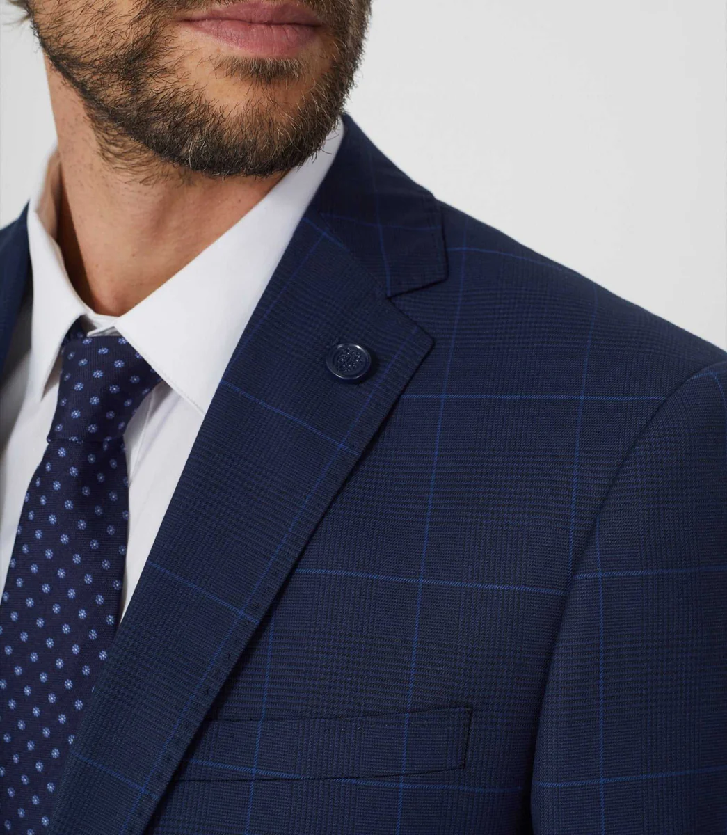 Costume à carreaux bleu 
