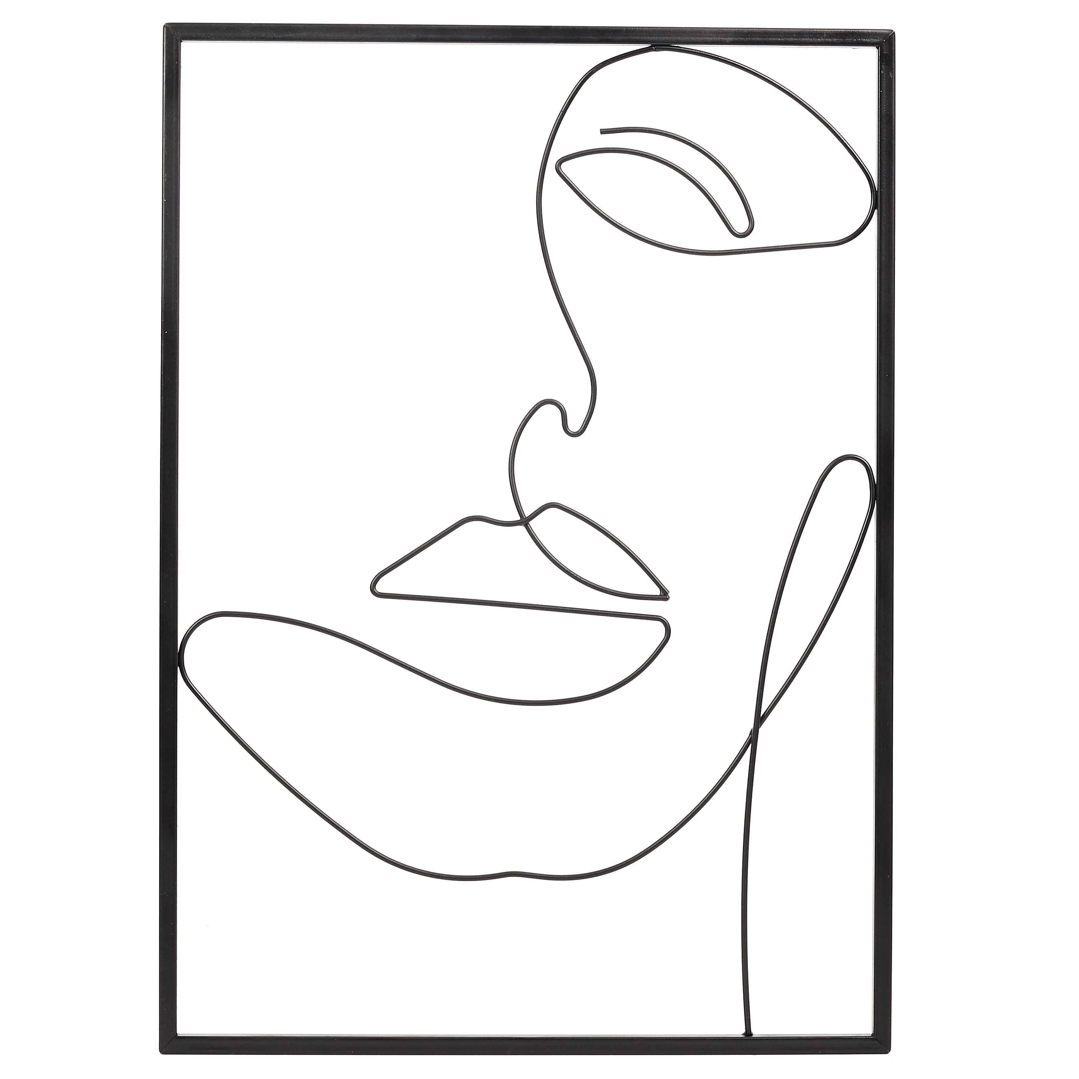 DECORATION MURALE FILAIRE NOIRE VISAGE 32X45CM