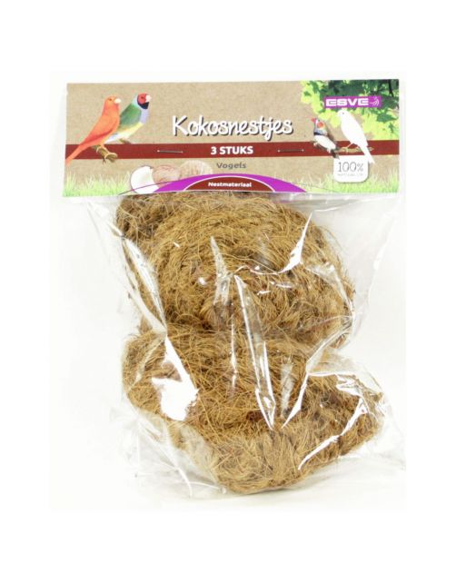 Esve Kokosnestjes - Vogelbroedbenodigheden - 10 cm 1000 g Natural 3 stuks
