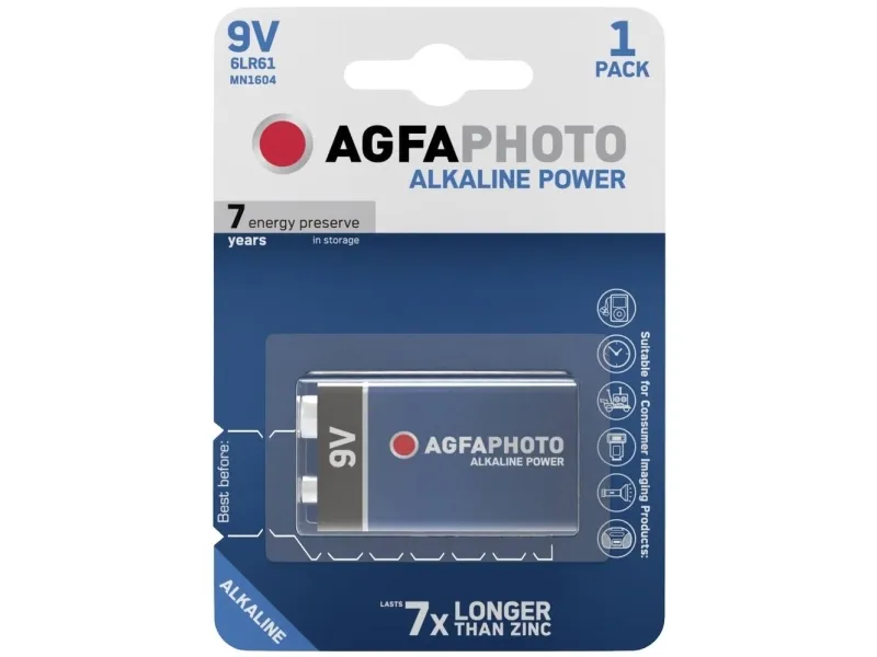 AgfaPhoto - Batteri 6LR61 - Alkaline