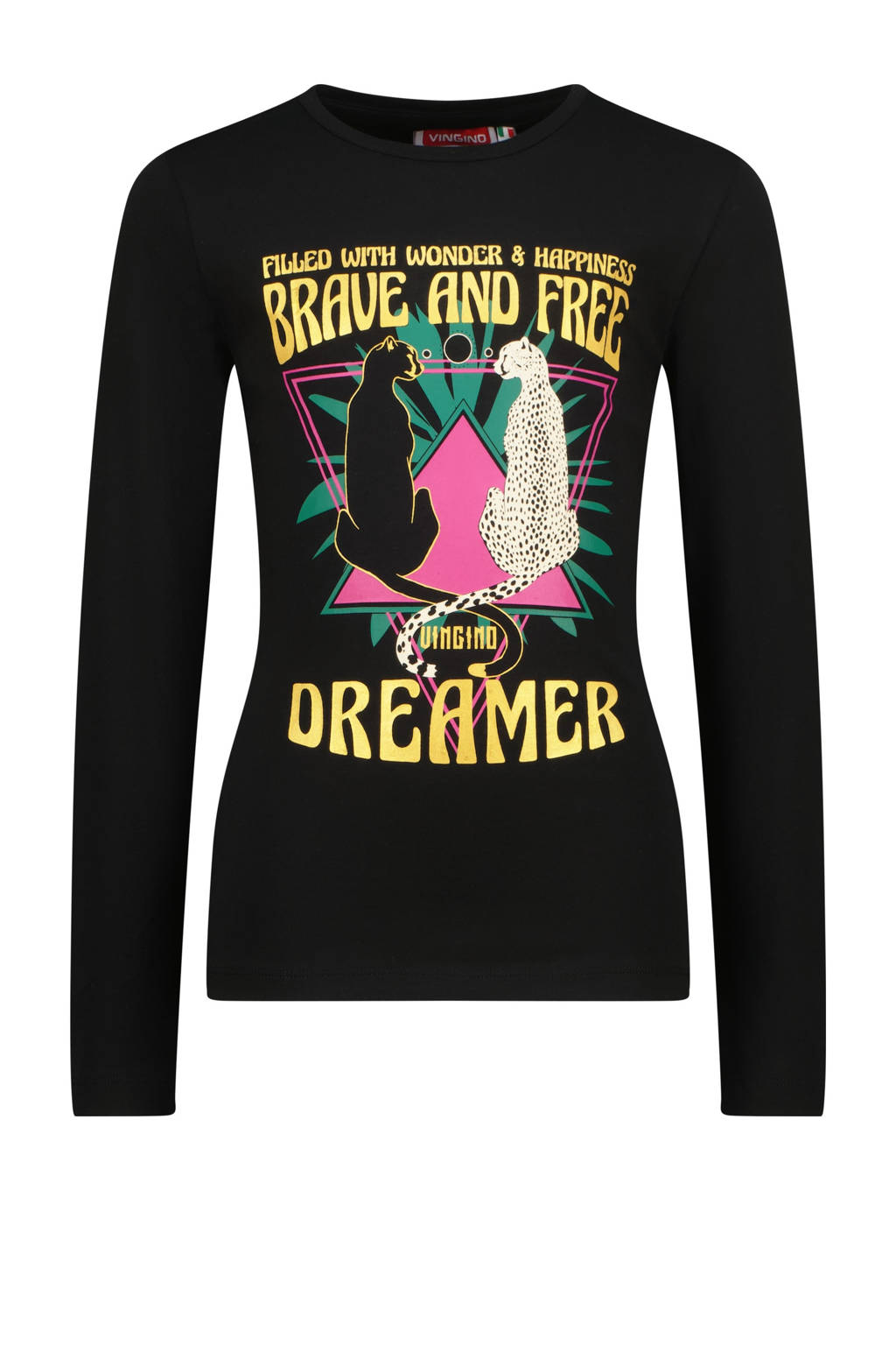 Vingino longsleeve Jitte met printopdruk zwart