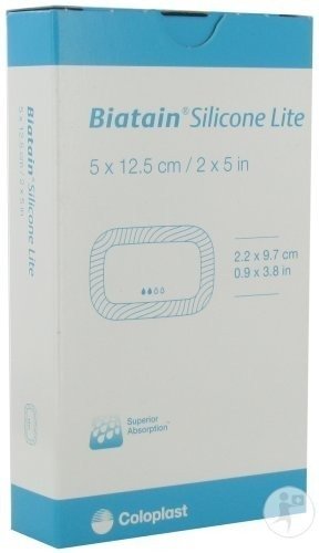 Coloplast Biatain Silicone Lite Pansement Mousse Avec Adhésion Silicone 5x12,5cm 5 Pièce