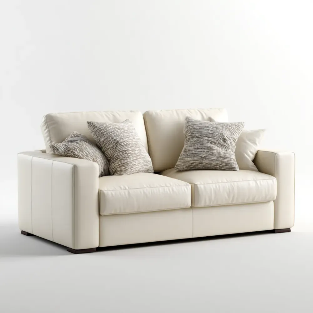 Zweisitzer-Sofa Leder 150x90x85 cm - Cremeweiß - Modernes Design