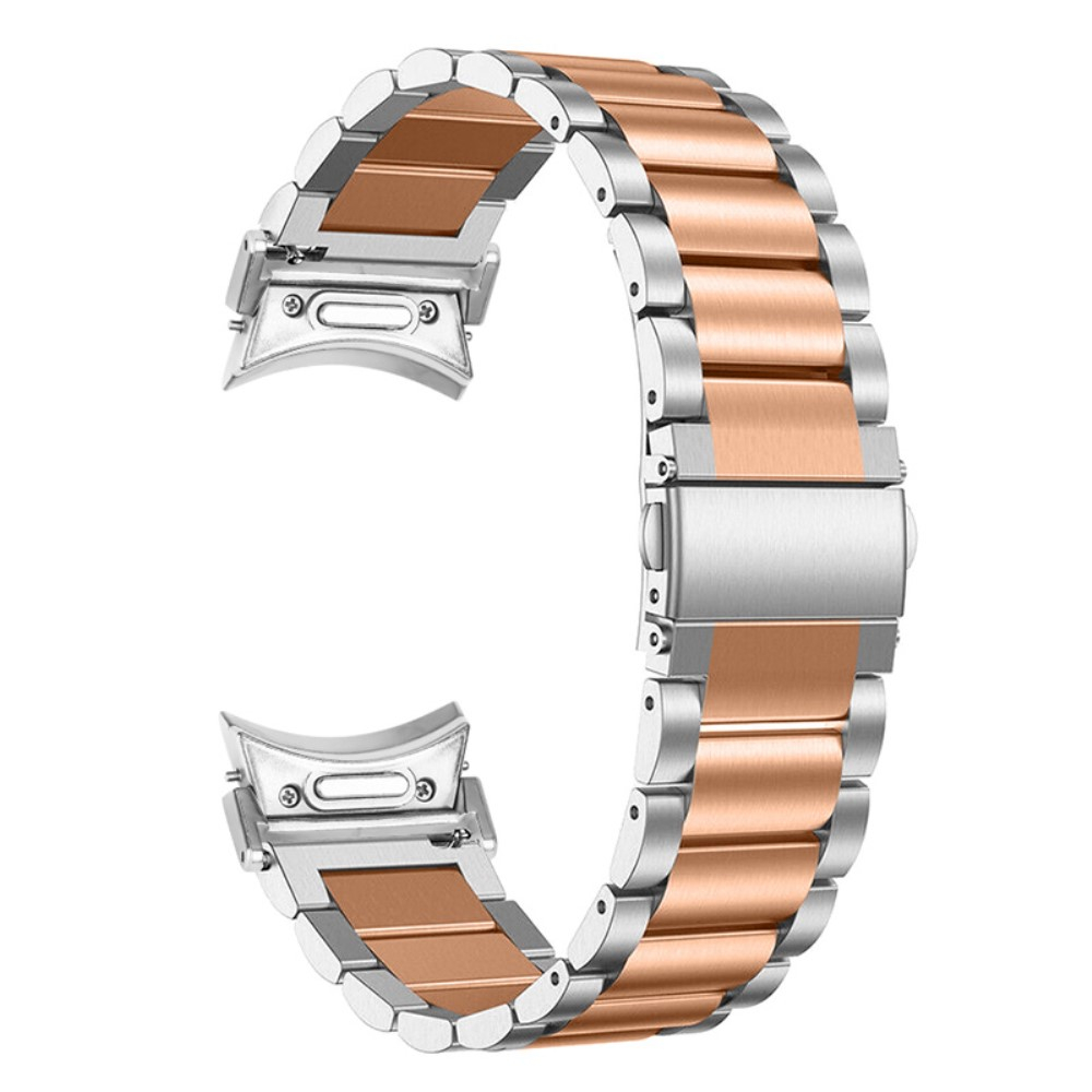 Samsung Galaxy Watch 7 (44mm) Edelstahl Armband mit Doppel Butterfly-Verschluss (Gelenkumfang: 240 mm) - Silber / Roségold