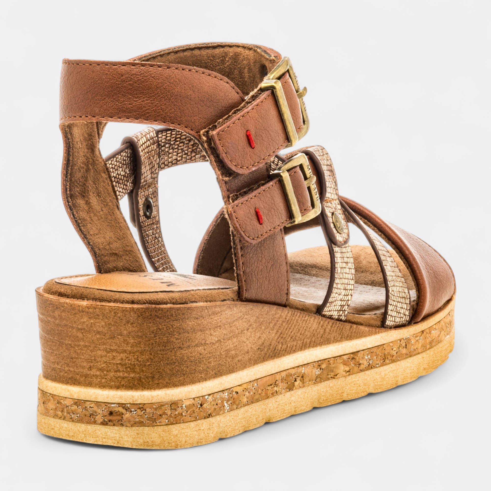 Nu-pieds à talon compensé Femme cognac