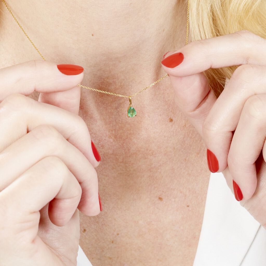 Collier Goutte Or Jaune Emeraude