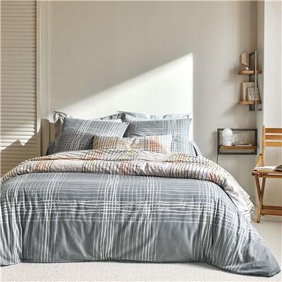 Linge de lit en flanelle rayures et carreaux - BECQUET CRÉATION