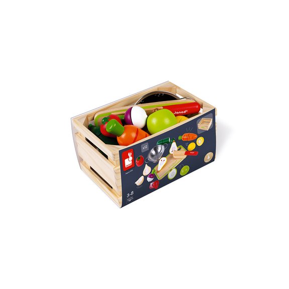 Maxi set de fruits et légumes en bois à découper