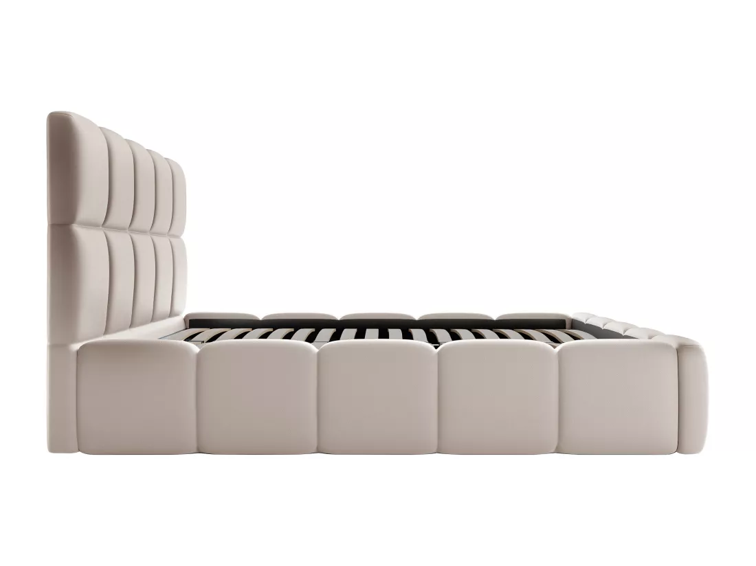 Lit coffre 180 x 200 cm - Tissu effet cuir - Beige - DAMADO II de Pascal Morabito
