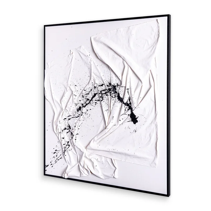 Studio Mykoda - SAHAVA Porca Miseria 2, 80 x 100 cm, weiss-schwarz / Rahmen schwarz lasiert