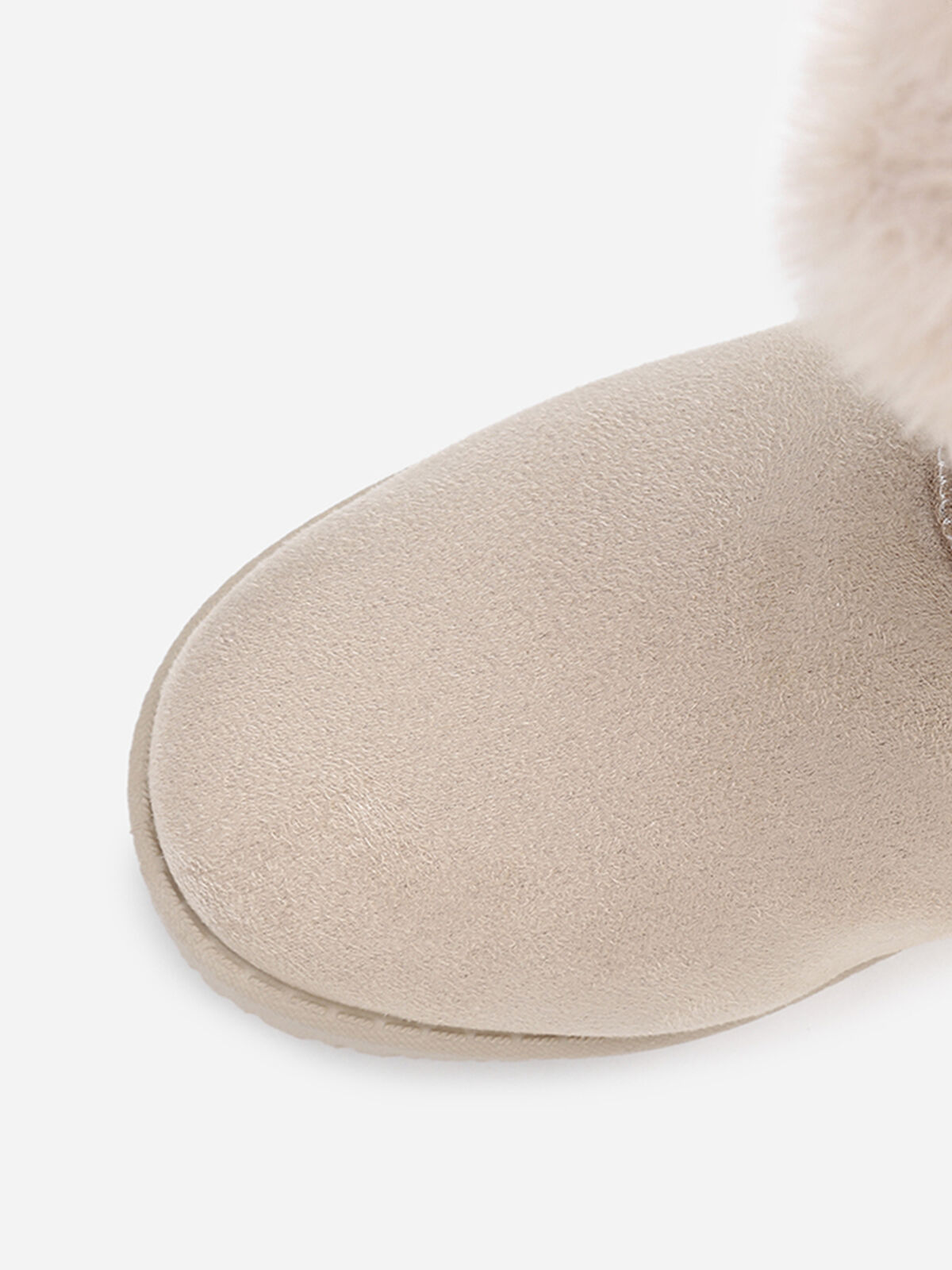 Boots en suédine et fausse fourrure à scratchs- Beige