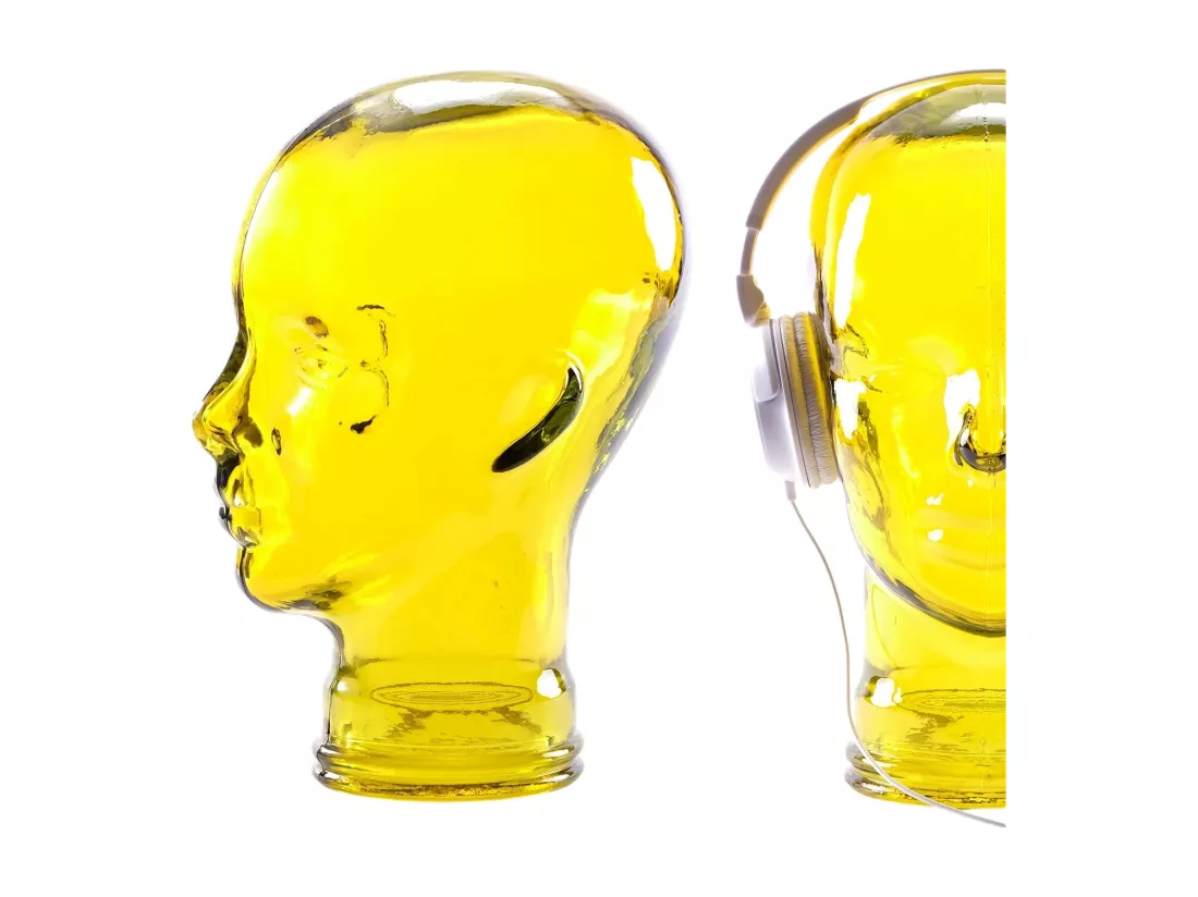 SUPPORT DE CASQUE MICK Verre gel transparent jaune