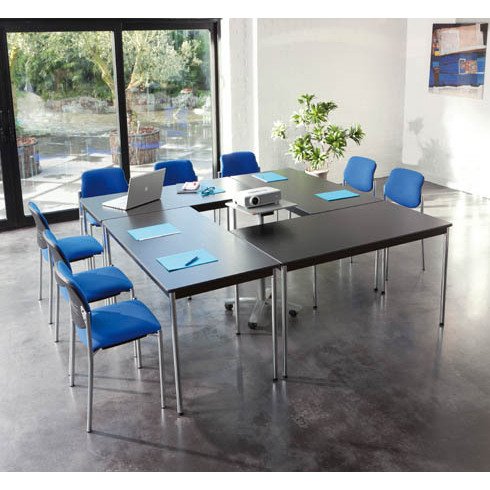 Table de réunion modulaire rectangle avec bords arrondis antichocs L 140 x  P 70 cm Multiformes confort