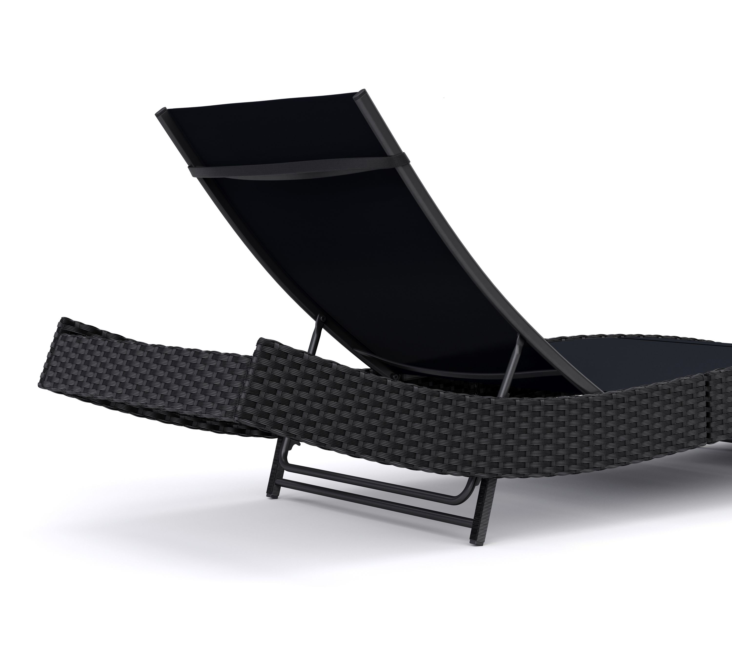 Liegestuhl Rattan WAVE schwarz