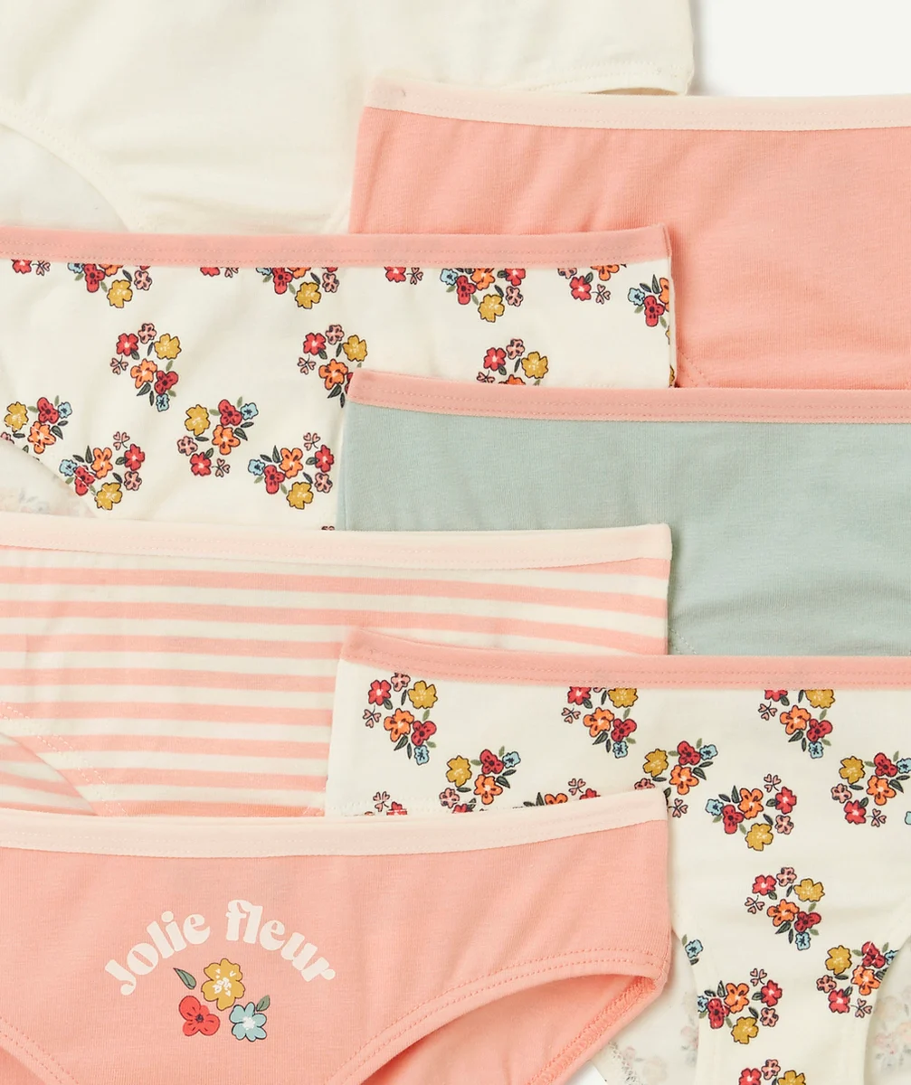 LOT DE 7 CULOTTES FILLE EN COTON BIOLOGIQUE THÈME FLEURS