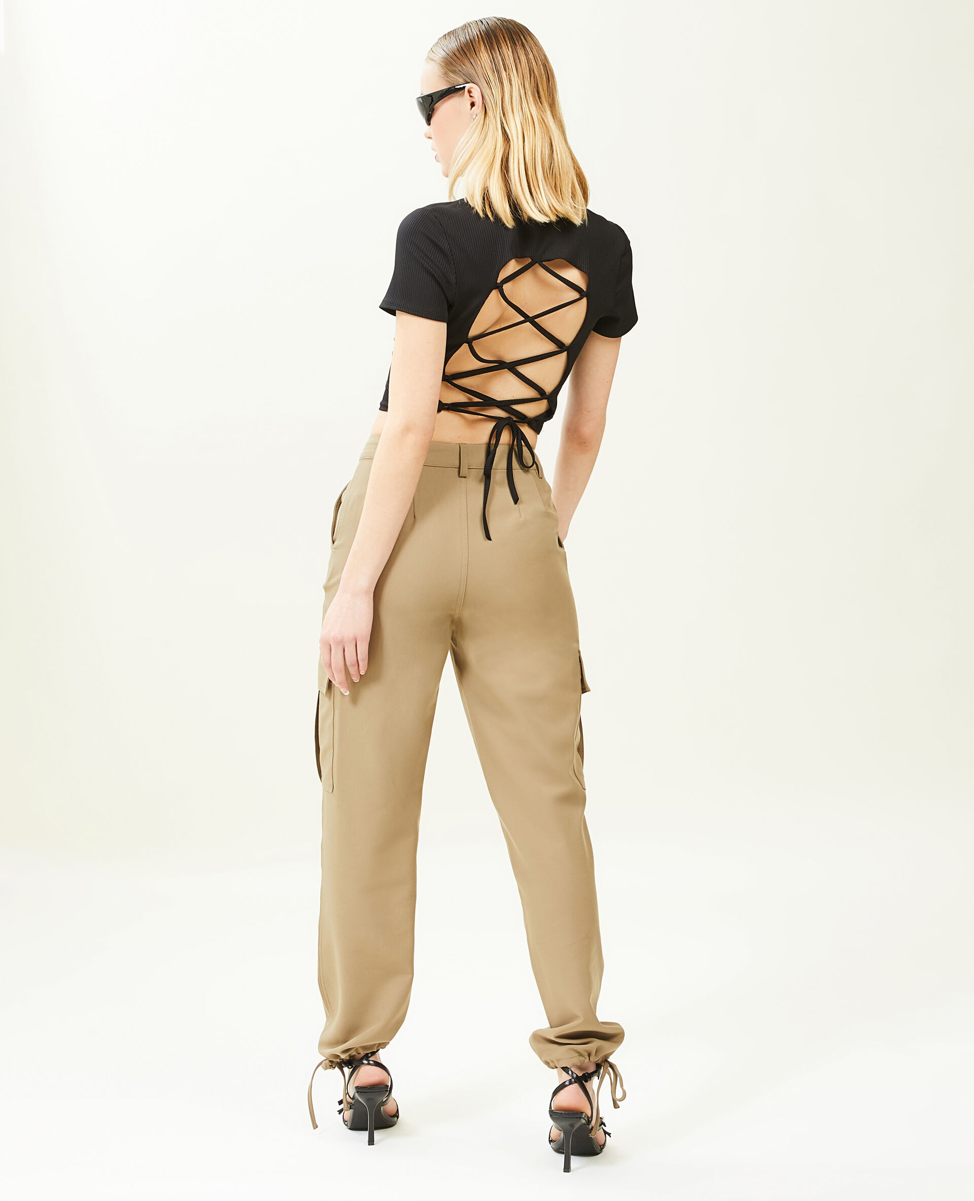 Pantalon cargo bas resserrables - Vert kaki