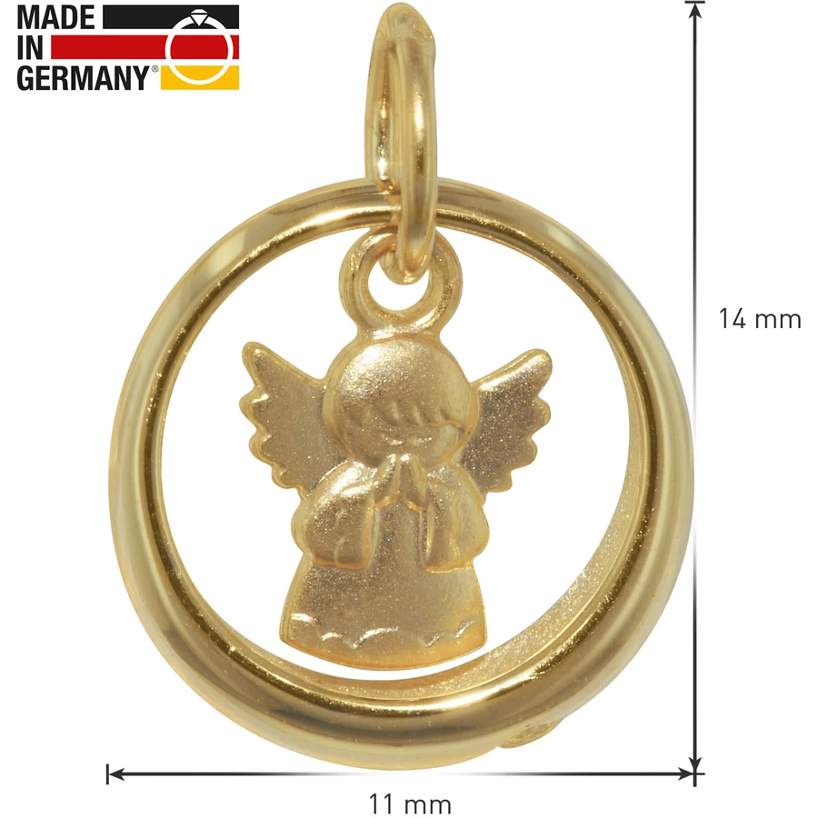 trendor Anhänger Taufring mit Engel Gold 333 mit goldplattierter Kette gold