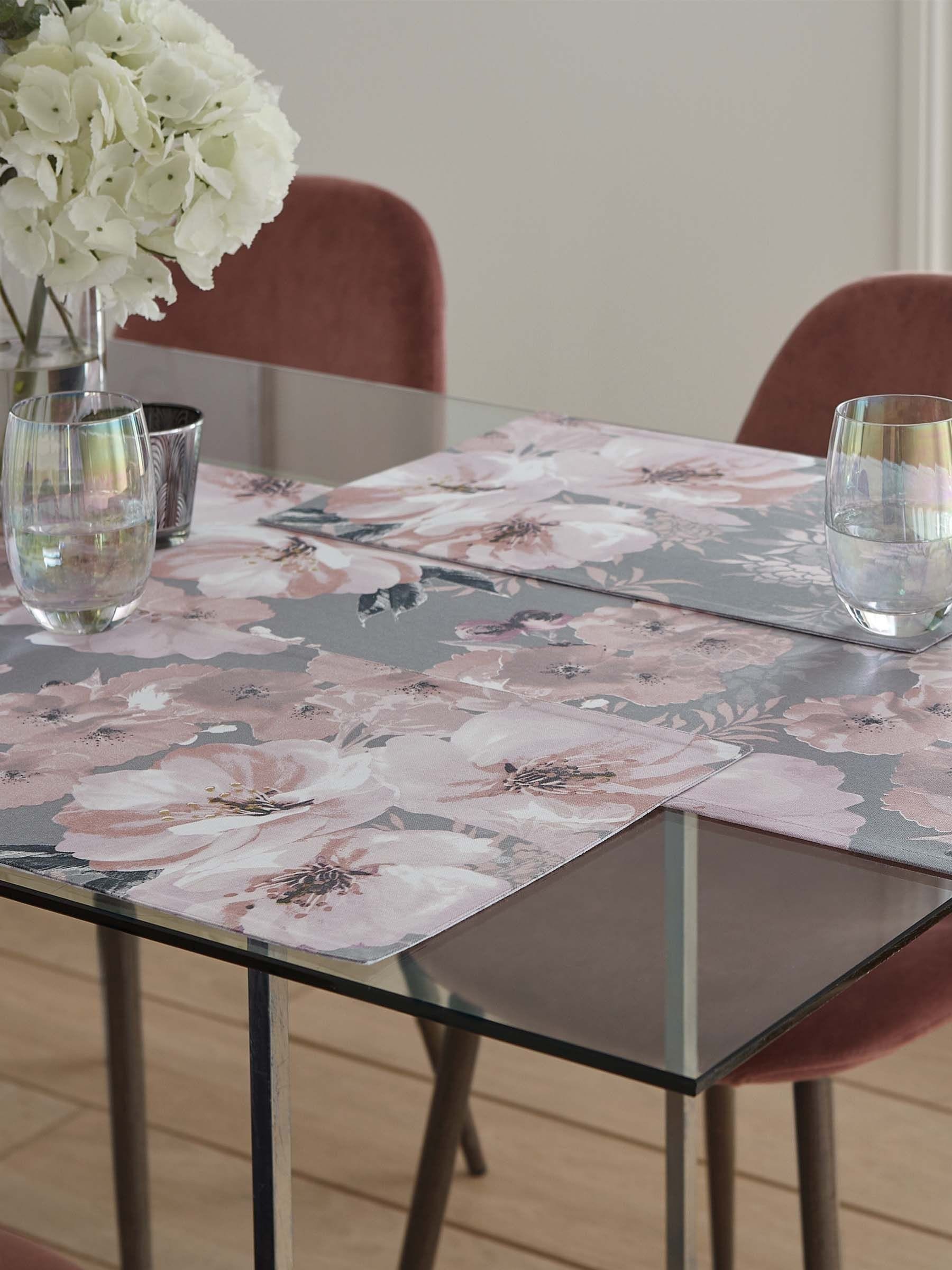 Catherine Lansfield set van 2 afwasbare placemats van 100% katoen met bloemenprint