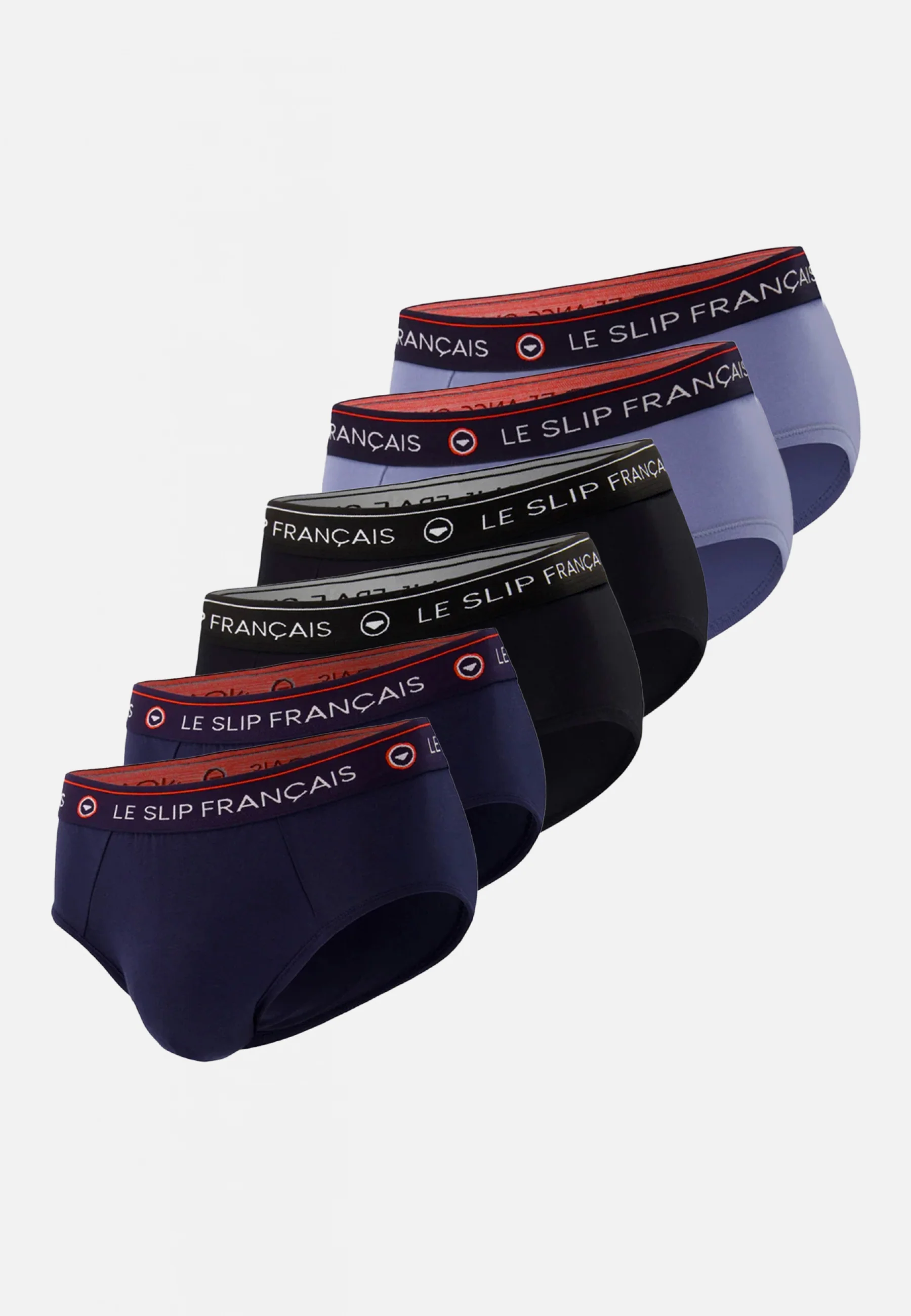 Six pack slips en Coton-Pack 6 Slip Intrépide Marine Noir Bleu Jean