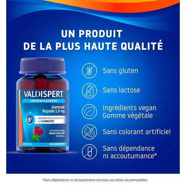 Valdispert Gommes Sommeil Rapide Mélatonine 1,9mg 60 gummies