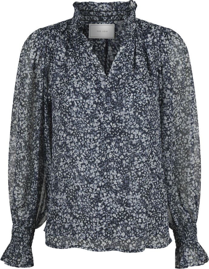 Neo Noir Leia Flower Graphic Blouse Navy