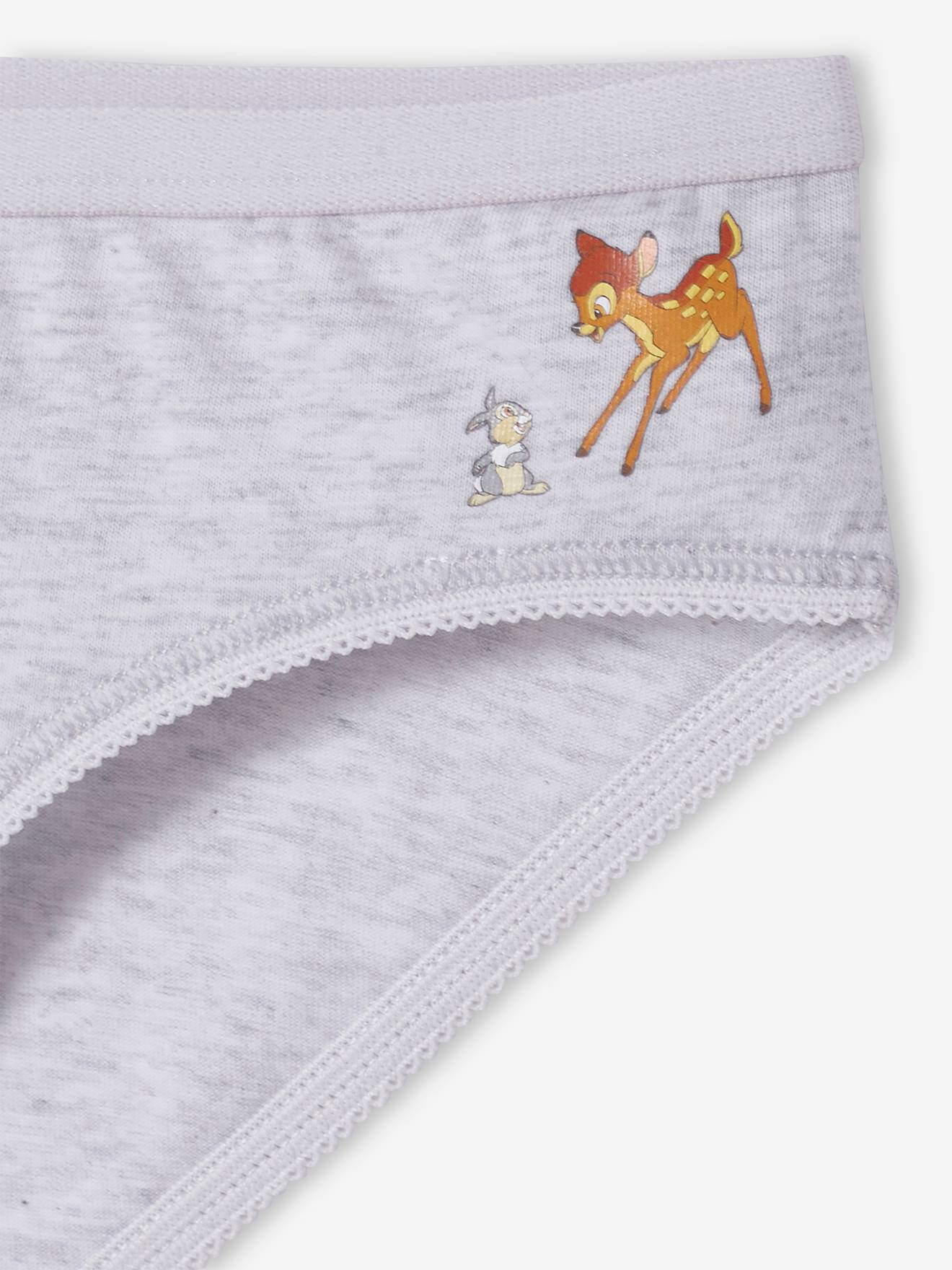 Pacote com 5 calcinhas lisas marrom-claras DS® Bambi com estampas.