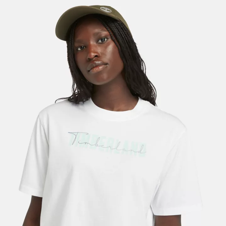 T-shirt court pour femme en blanc