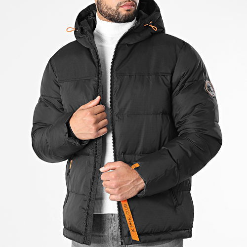 Doudoune Capuche Premium Puffer Jacket Noir Orange