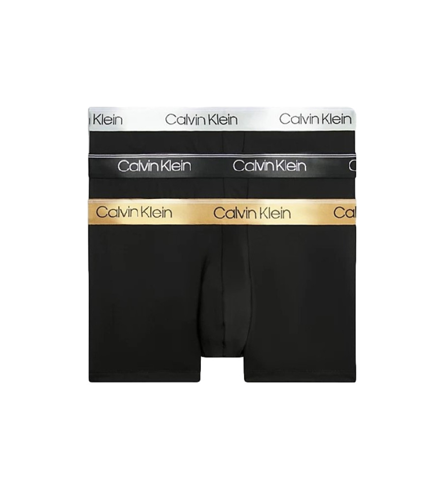 Cuecas boxer Calvin Klein de cintura baixa, pacote com 3 unidades, pretas.