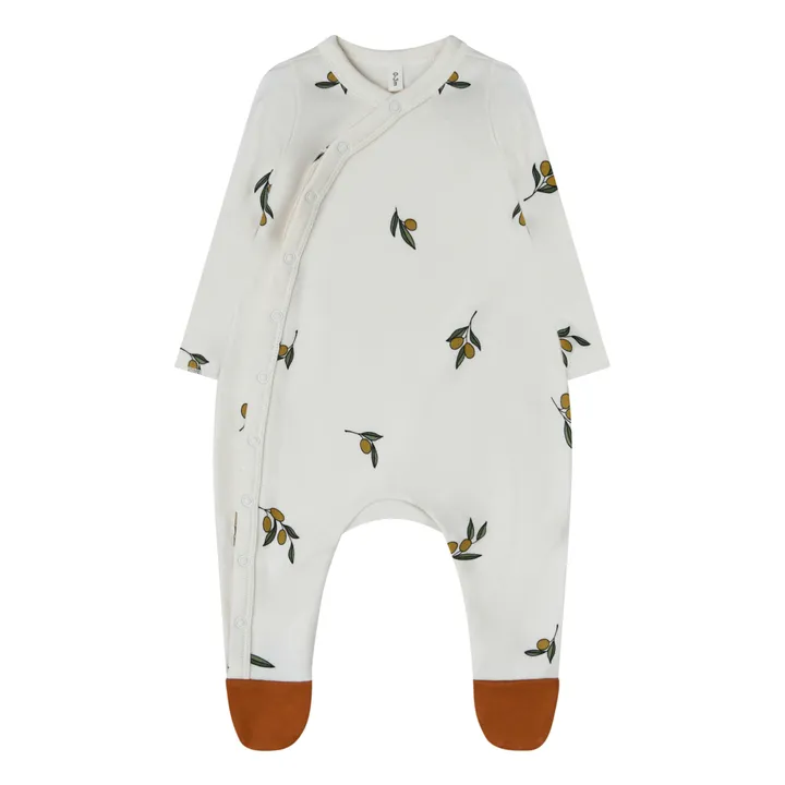 Organic Zoo Pyjama à Pieds Coton Bio Olives | Blanc