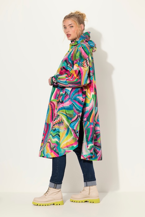 Funktions-Regencape, Unisex, Print, Kapuze