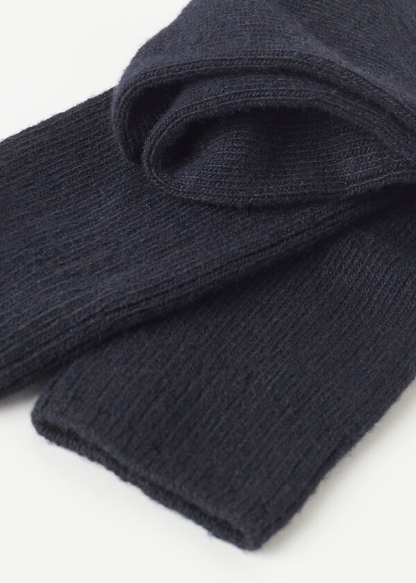 Meias curtas caneladas em lã e cashmere