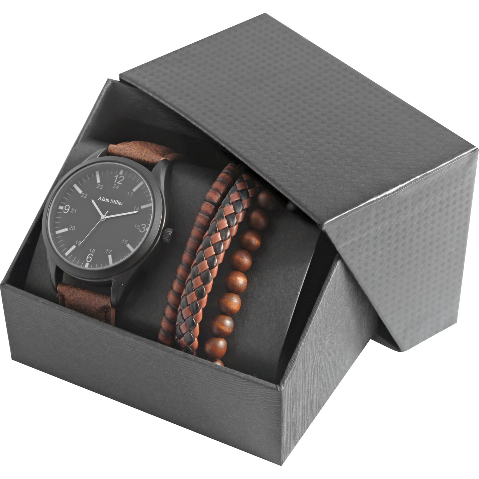 Alain Miller Herrenuhr mit Armbänder schwarz/braun