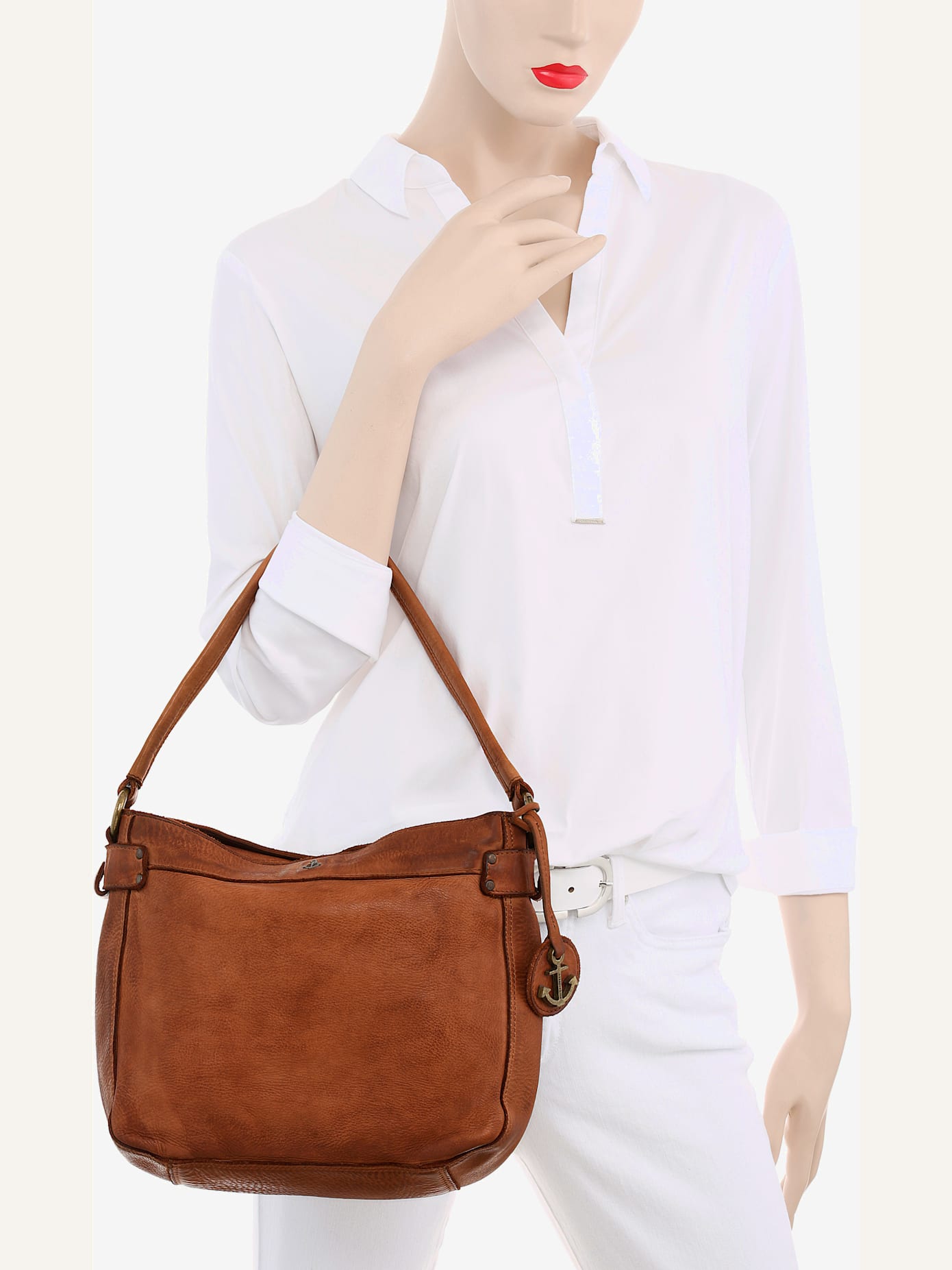 Sac hobo en cuir délavé