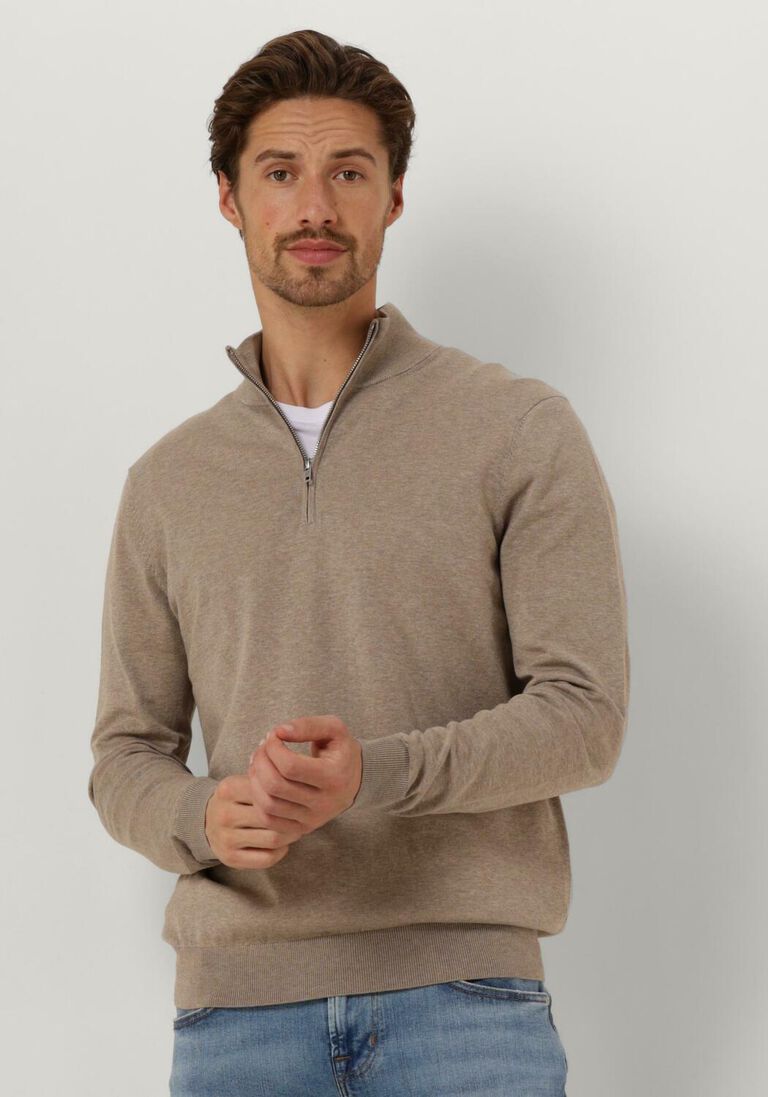 PROFUOMO beige profuomo trui pullover half zip