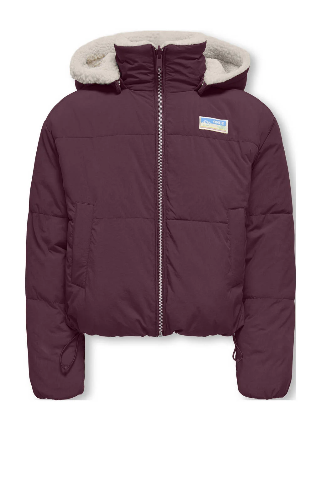 KIDS ONLY GIRL reversible gewatteerde winterjas donkerrood/ecru