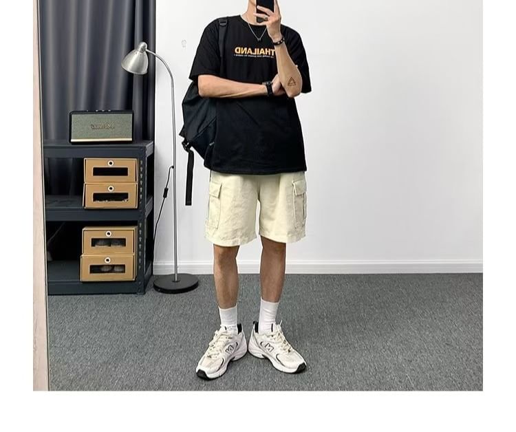 Cowpow - Hoge taille, effen, wijde cargoshorts