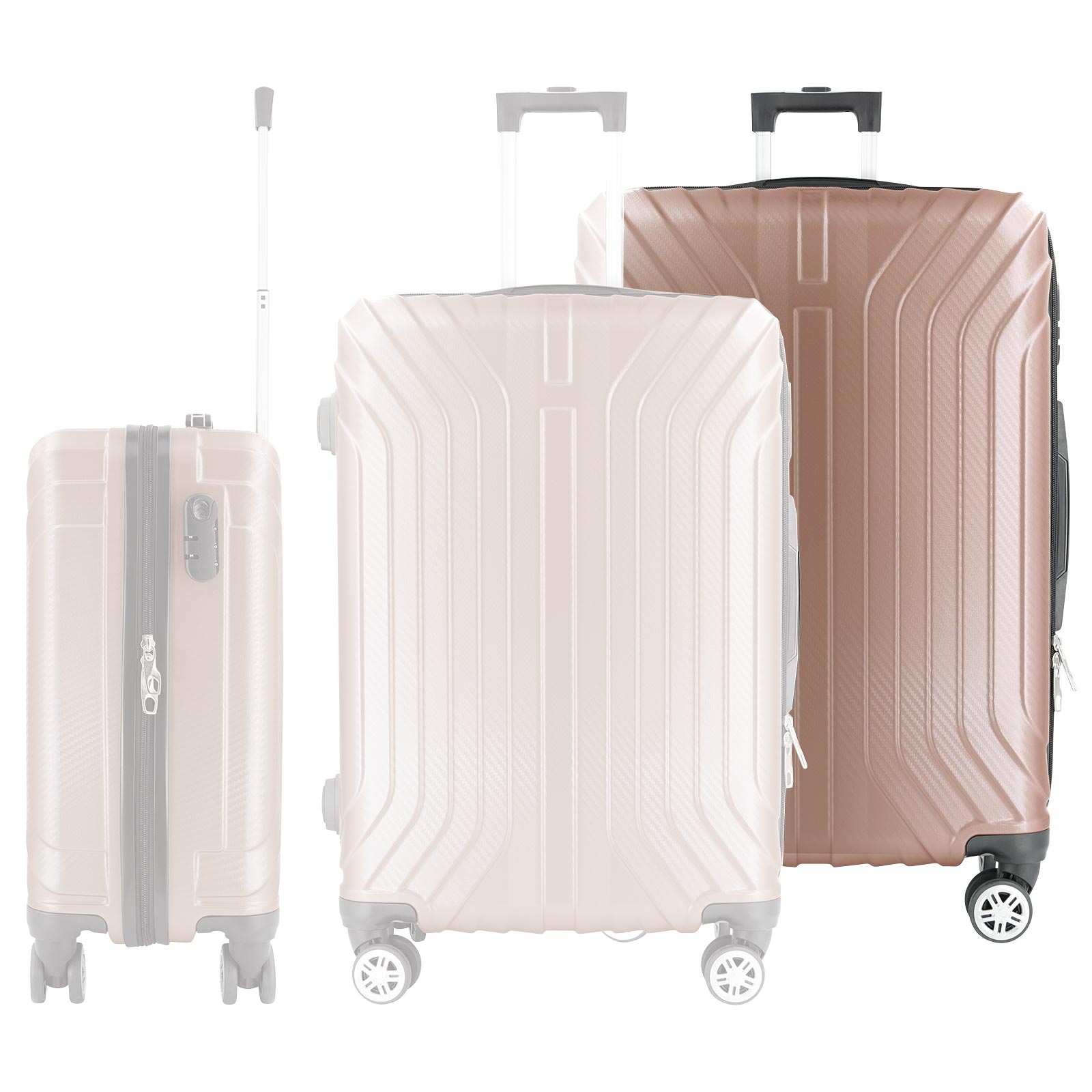 clever pick Hartschalen-Reisekoffer - roségold - 115 Liter