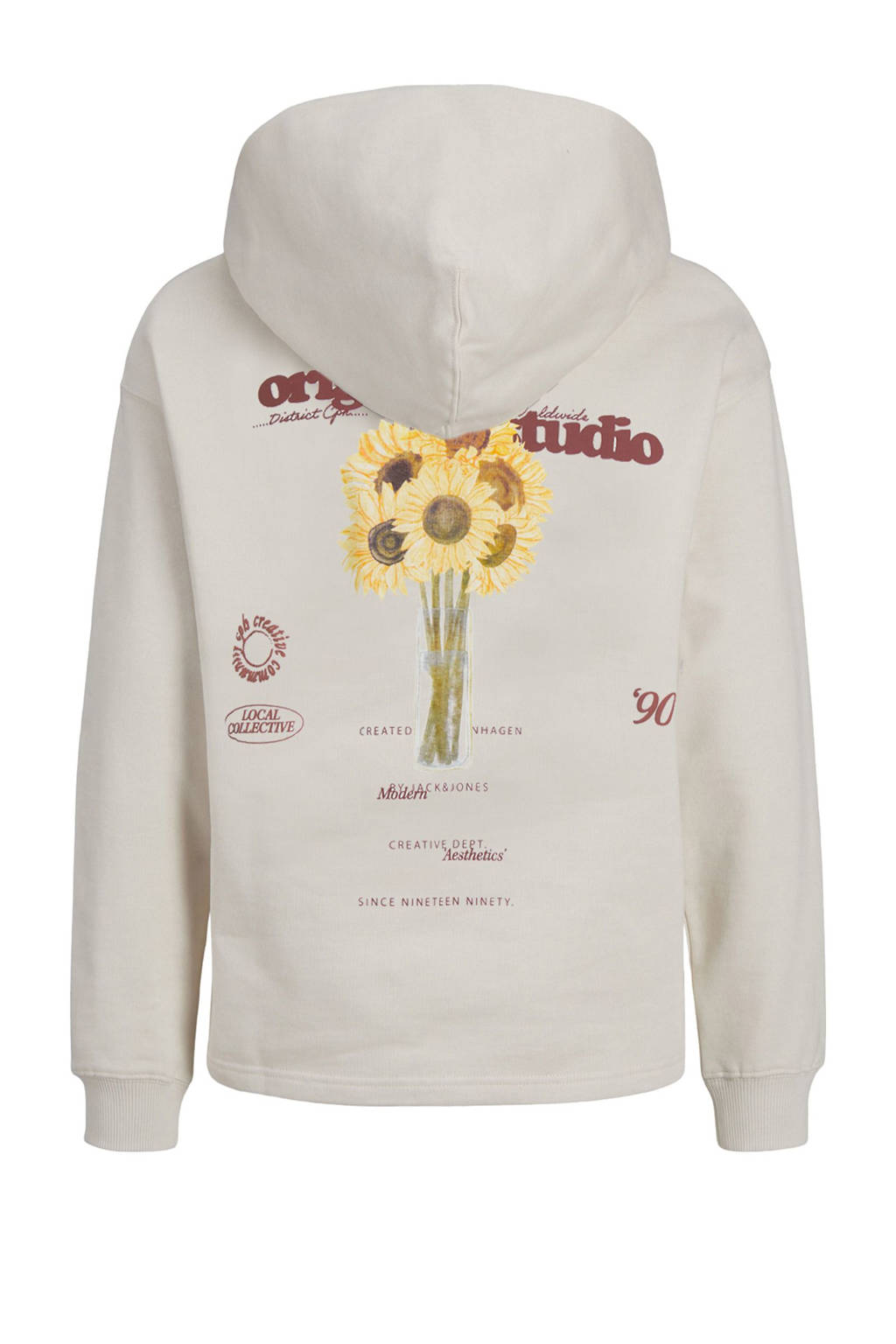 JACK & JONES hoodie JORGREENPOINT met backprint ecru