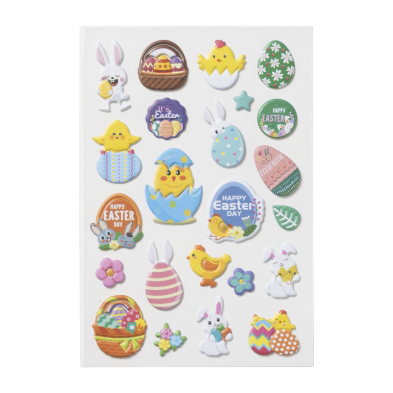 Stickervel paaseieren - set van 24 3D stickers