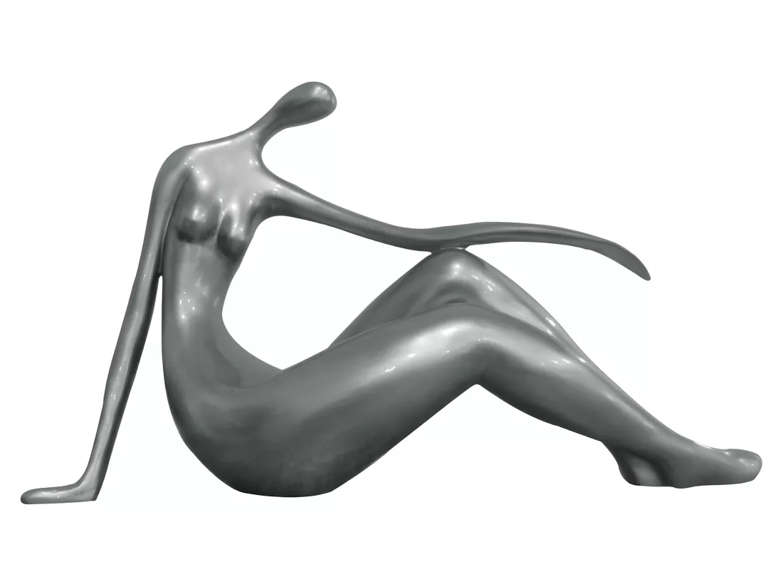 Grande statue MADELEINE II en résine - L.36 x H.22 cm - argentée