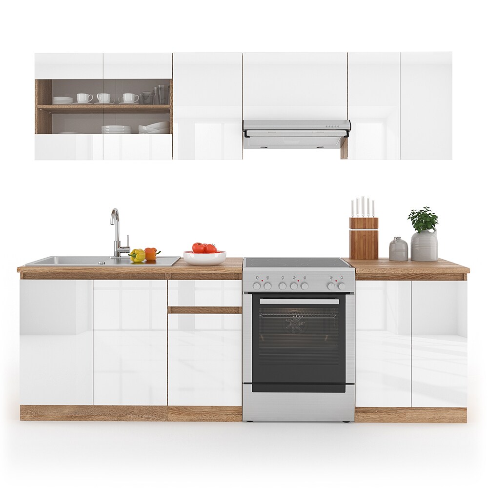 VICCO KÜCHENZEILE 240 CM - 7 MODULE - KÜCHE KÜCHENBLOCK EINBAUKÜCHE - WEIß