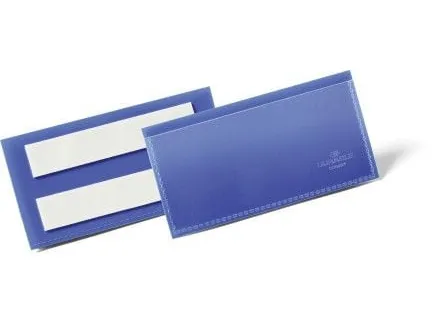 Lagerlomme/etiketholder Durable 100x38 mm selvklæbende blå - (50 stk.)