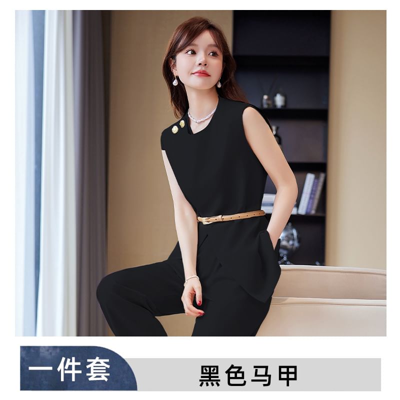 Skyheart - Effen vest met splitzoom / pantalon / set