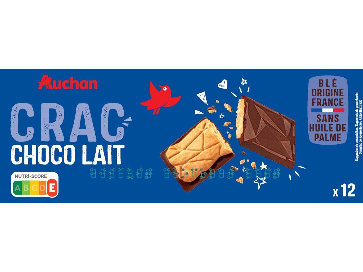BOLACHAS AUCHAN COBERTAS CHOCOLATE LEITE 150G