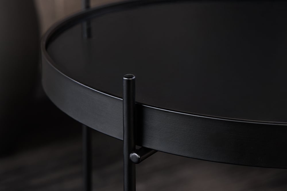 Runder Couchtisch ELEGANCE 45cm anthrazit Glas schwarz Metallgestell